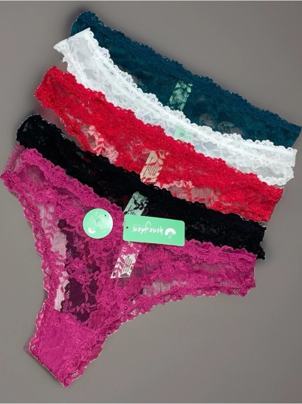 NWT 5 Pack Honeydew Lace Thong Panties Size Medium